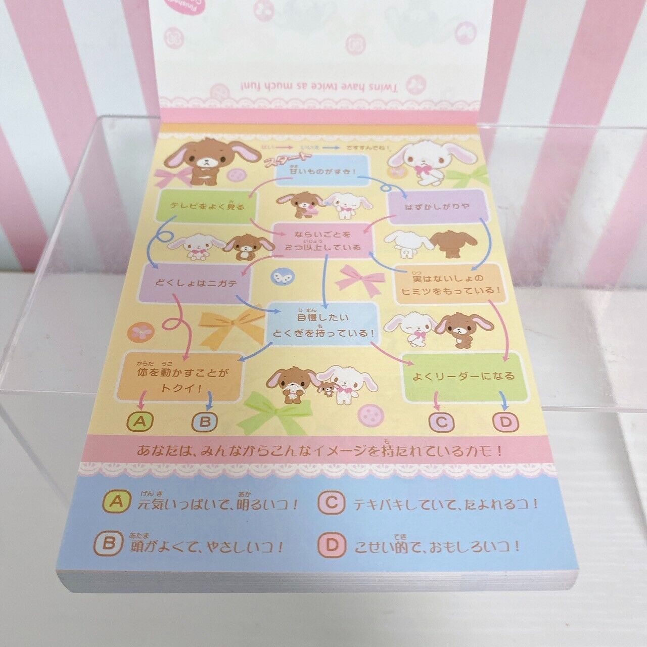 Sanrio Sugar Bunnies Shirousa Kurousa Stationery Memo Notepad Ribbon Sweets Rare