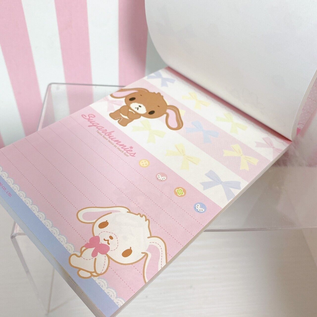 Sanrio Sugar Bunnies Shirousa Kurousa Stationery Memo Notepad Ribbon Sweets Rare