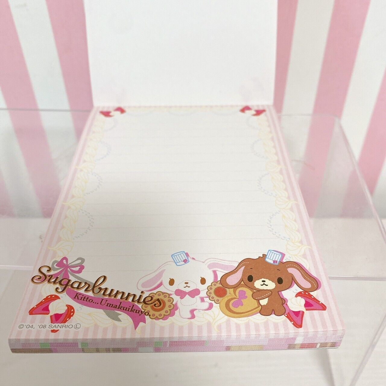 Sanrio Sugar Bunnies Shirousa Kurousa Stationery Memo Notepad Ribbon Sweets Rare