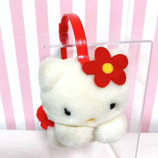 Sanrio Hello Kitty Earmuff White Red Plush Soft Toy Flower Winter Accessory Rare