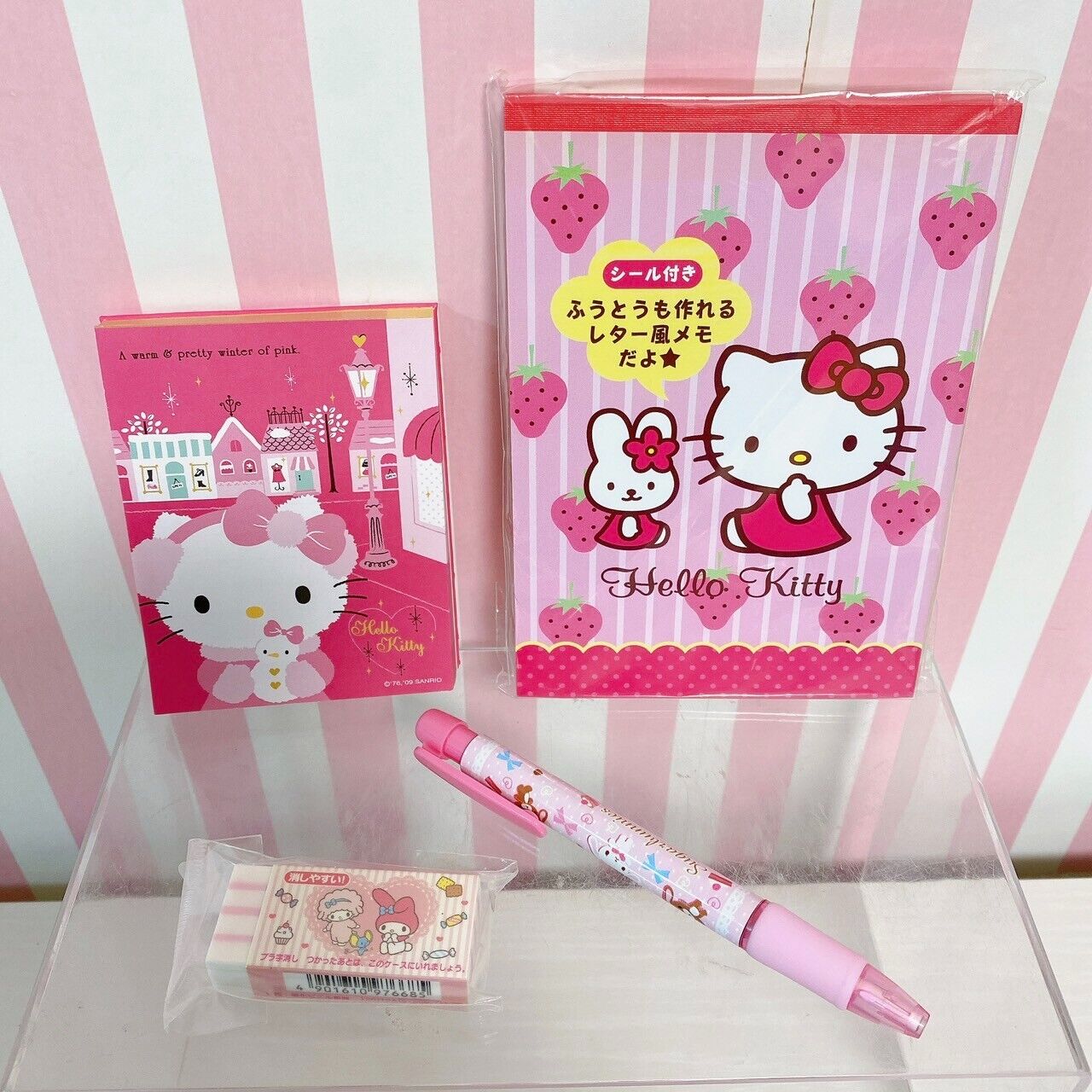 Sanrio Sugar Bunnies Hello Kitty My Melody Stationery Set Pen Eraser Memo Letter