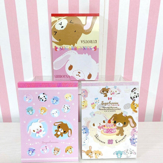 Sanrio Sugar Bunnies Shirousa Kurousa Stationery Memo Notepad Set 3 Rabbit Rare