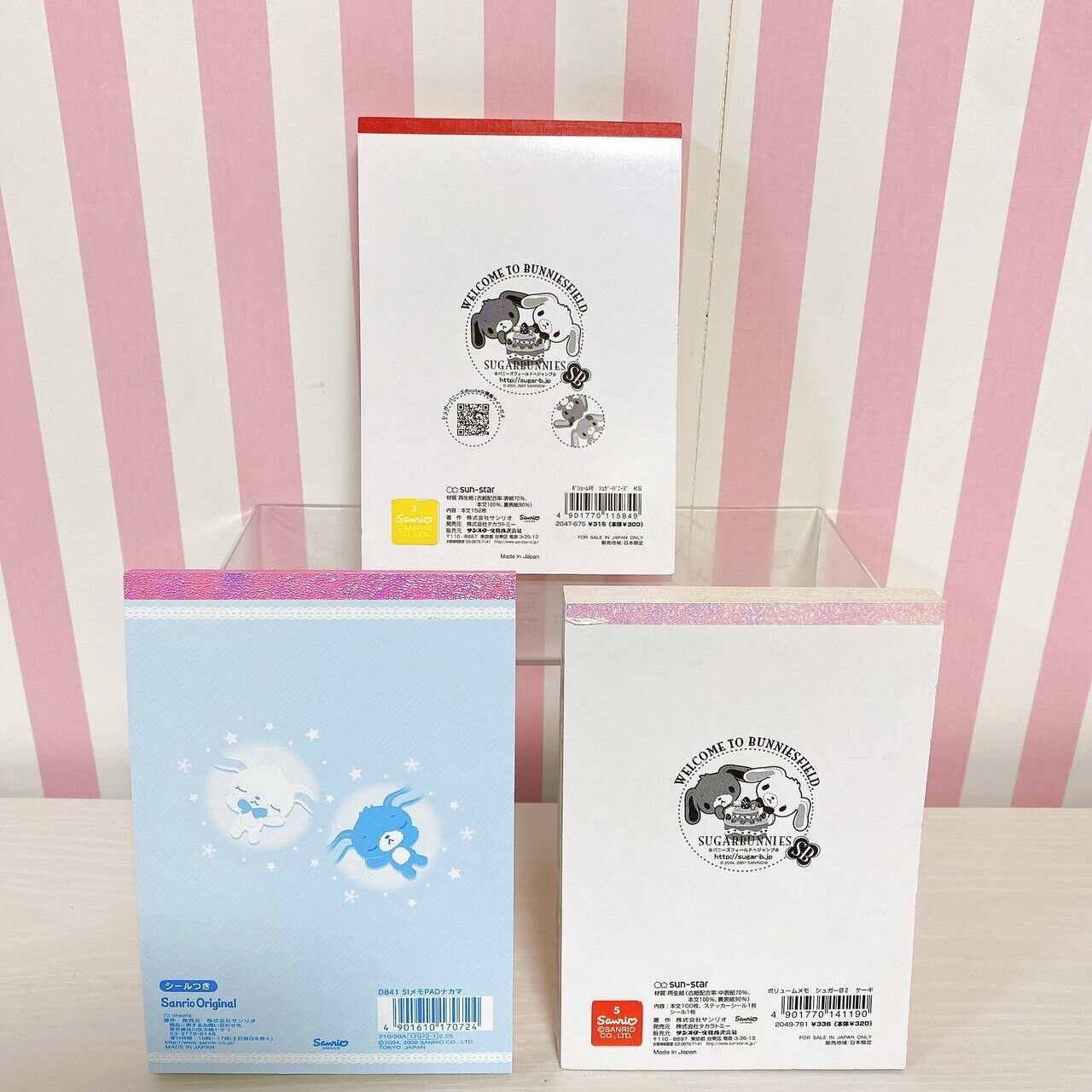 Sanrio Sugar Bunnies Shirousa Kurousa Stationery Memo Notepad Set 3 Rabbit Rare