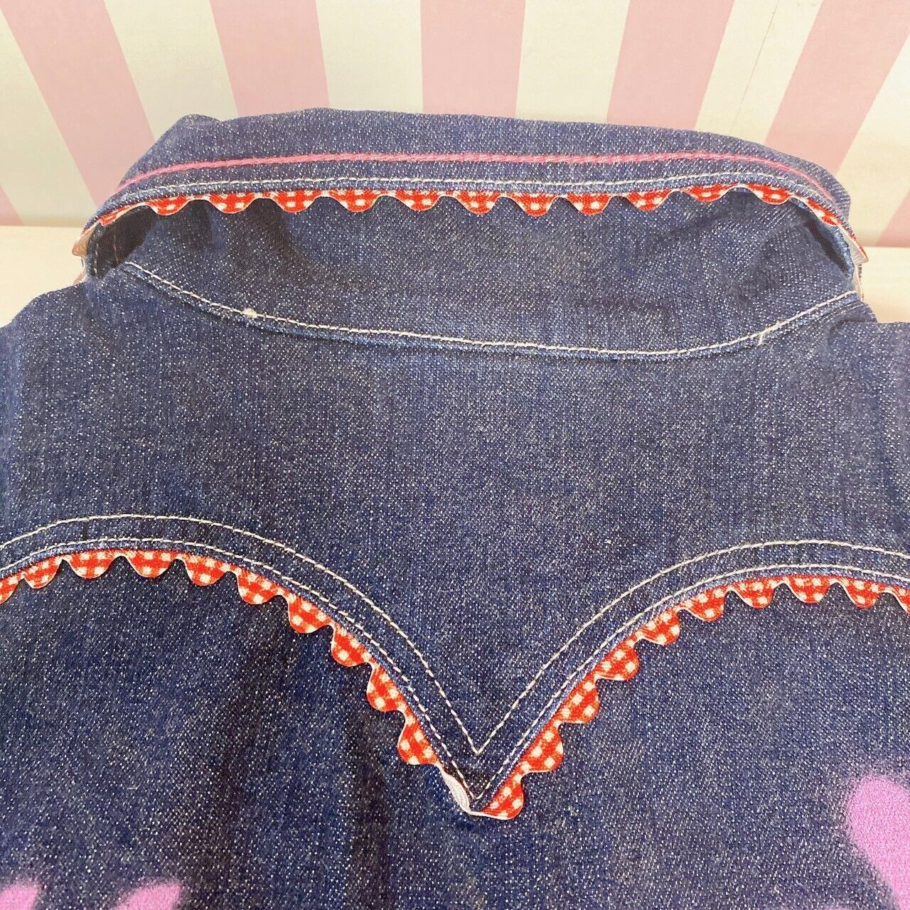 Mezzo Piano Dress 140 Denim Strawberry Heart Frill Sparkling Fruit Kawaii Rare