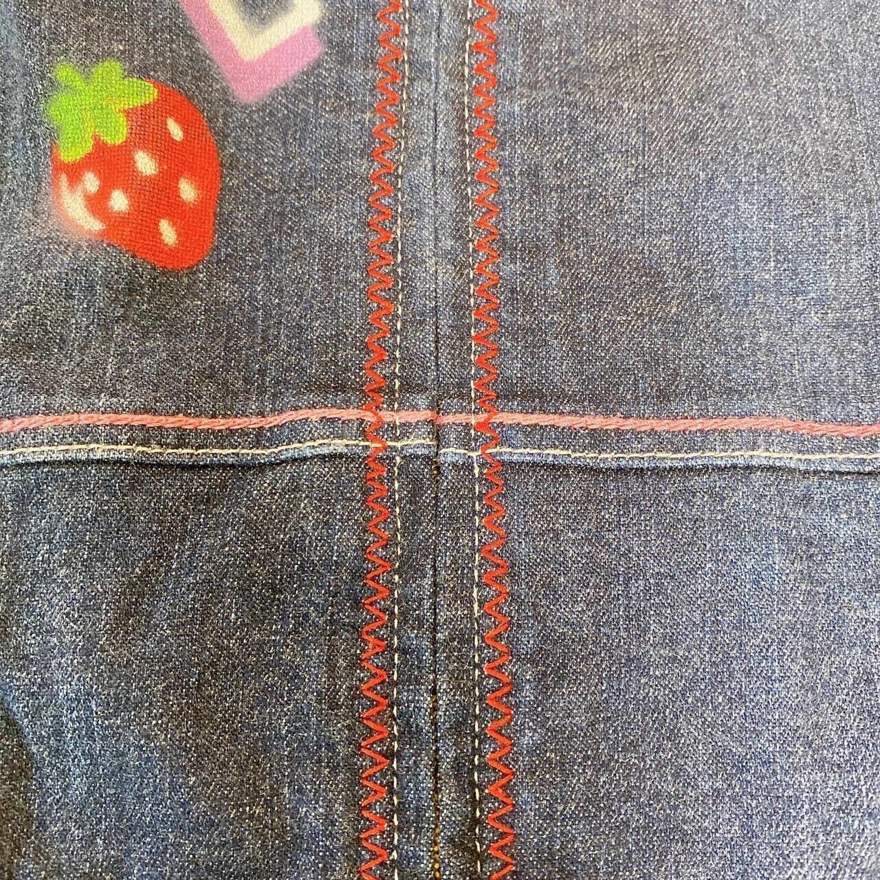 Mezzo Piano Dress 140 Denim Strawberry Heart Frill Sparkling Fruit Kawaii Rare