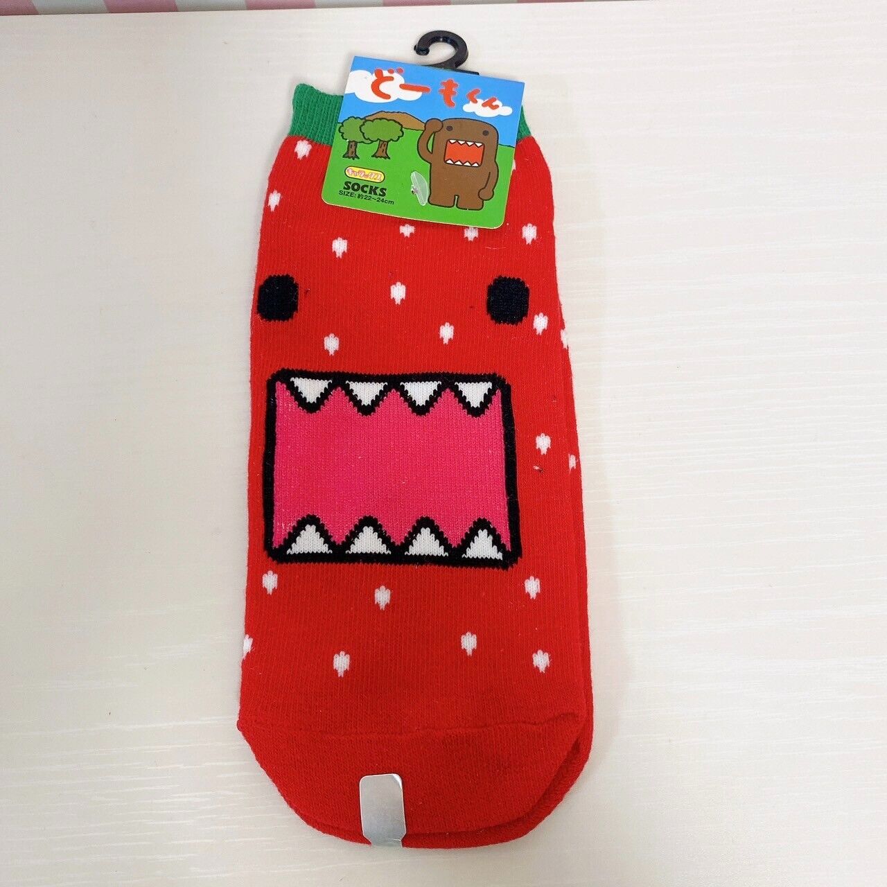 DOMO kun Strawberry Socks Red 22~24cm 8.6~9.4in Unused NHK Character Kawaii Rare