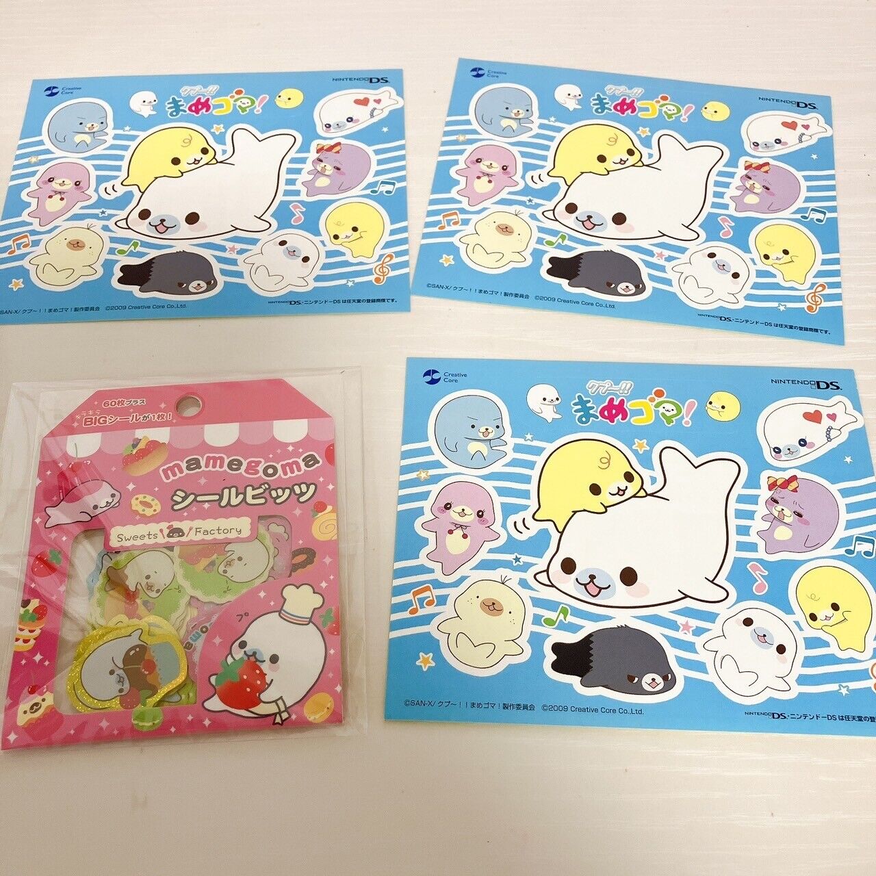 San-X Mamegoma Sticker Set Stationery Sea Animal Seal Bits Pink Blue Character