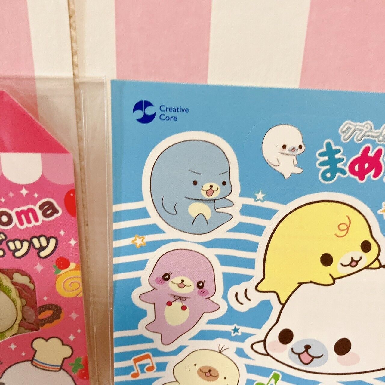 San-X Mamegoma Sticker Set Stationery Sea Animal Seal Bits Pink Blue Character