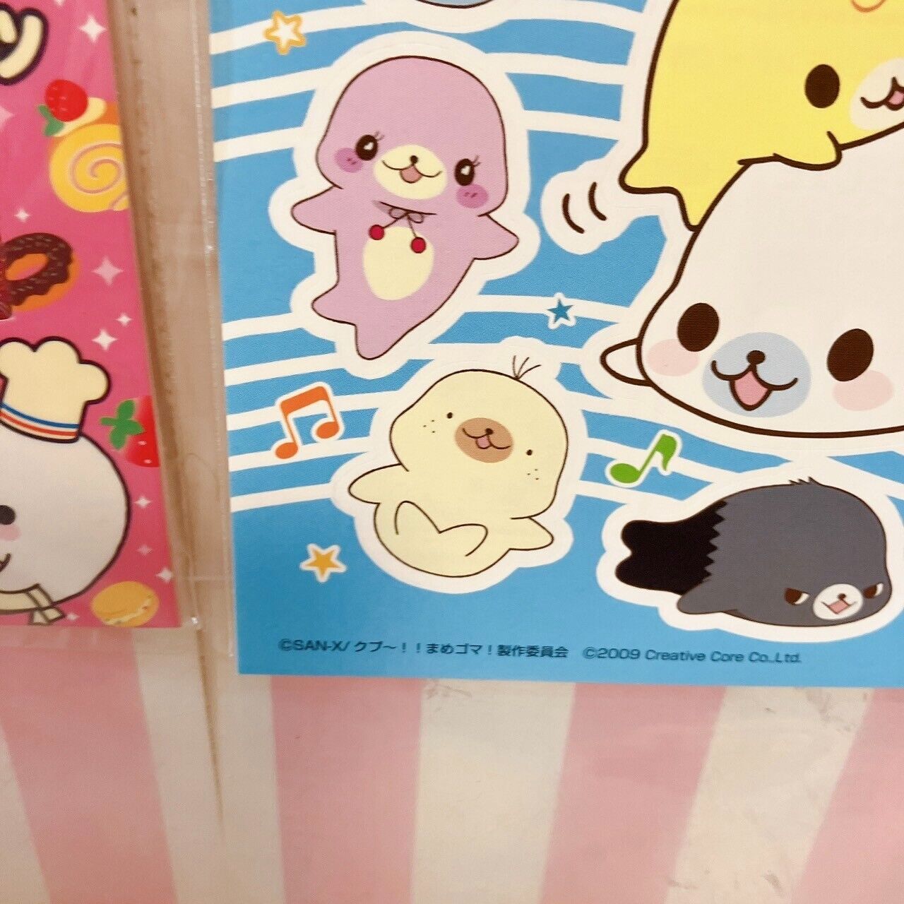 San-X Mamegoma Sticker Set Stationery Sea Animal Seal Bits Pink Blue Character