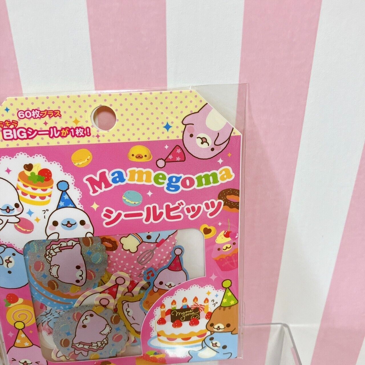 San-X Mamegoma Sticker Set 2 Stationery Sea Animal Seal Bits Pink Ribbon Kawaii