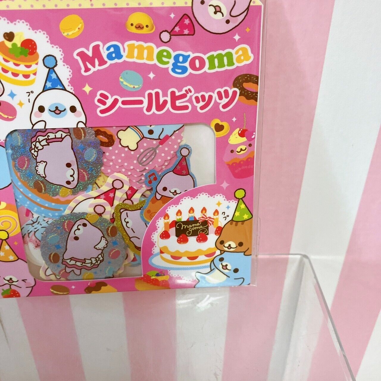 San-X Mamegoma Sticker Set 2 Stationery Sea Animal Seal Bits Pink Ribbon Kawaii