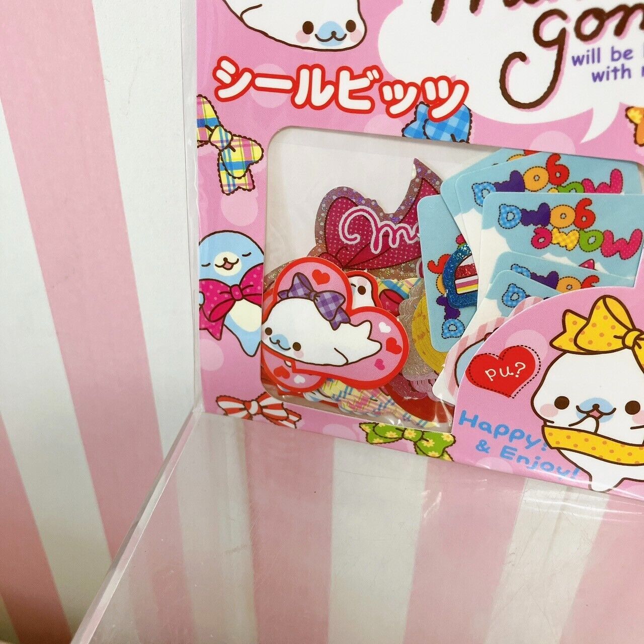 San-X Mamegoma Sticker Set 2 Stationery Sea Animal Seal Bits Pink Ribbon Kawaii