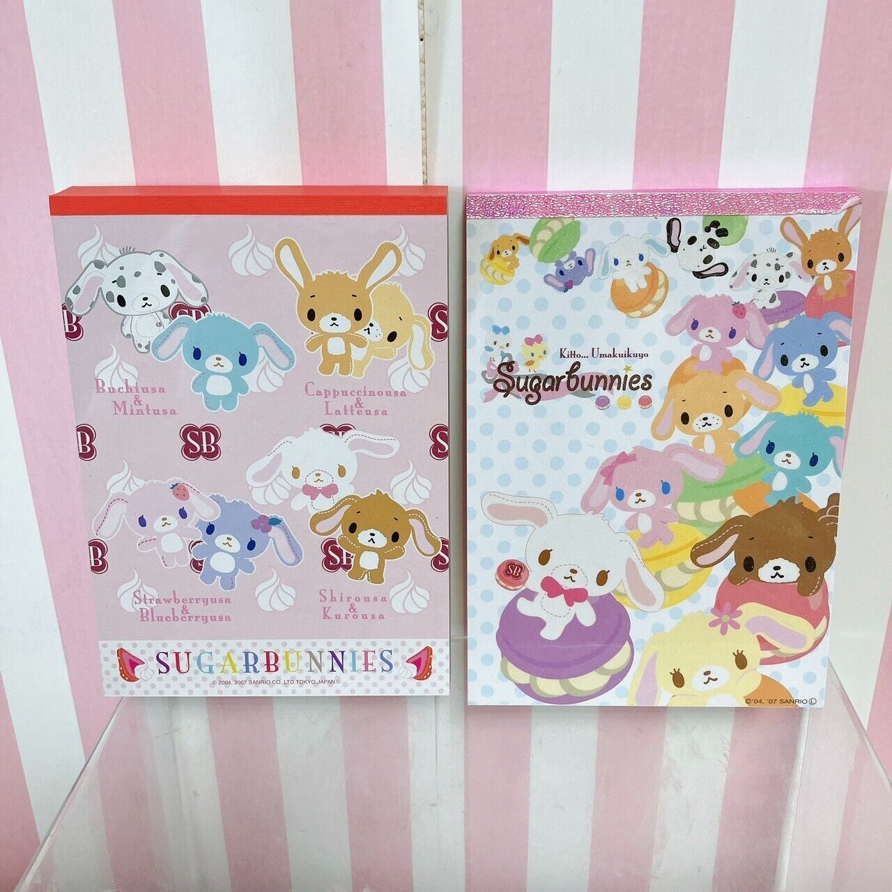 Sanrio Sugar Bunnies Shirousa Kurousa Stationery Memo Notepad Set 2 Macaron Rare