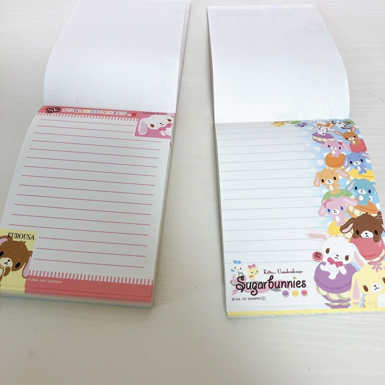 Sanrio Sugar Bunnies Shirousa Kurousa Stationery Memo Notepad Set 2 Macaron Rare