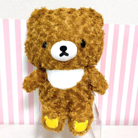 San-x Rilakkuma Chairoikoguma Plush Soft Stuffed Toy Doll Rose Boa Brown Premium