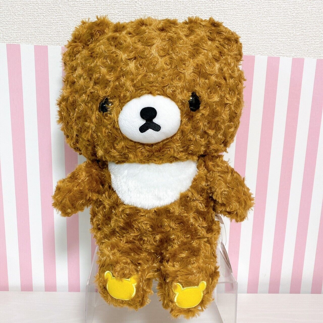 San-x Rilakkuma Chairoikoguma Plush Soft Stuffed Toy Doll Rose Boa Brown Premium