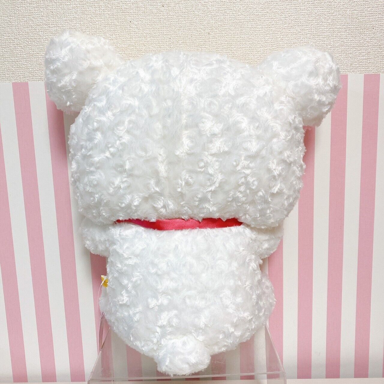 San-x Rilakkuma Korilakkuma Plush Soft Stuffed Toy White Rose Boa Ribbon Pink