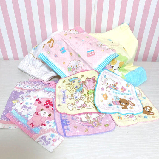 Sanrio Characters Set Towel Drawstring Bag Sugar Bunnies My Melody Jewel Pet Cat