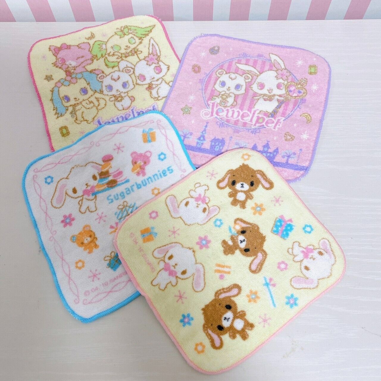 Sanrio Characters Set Towel Drawstring Bag Sugar Bunnies My Melody Jewel Pet Cat