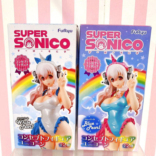 Super Sonico Concept Figure Unicorn Set 2 Rainbow Blue White Pearl Girl Kawaii