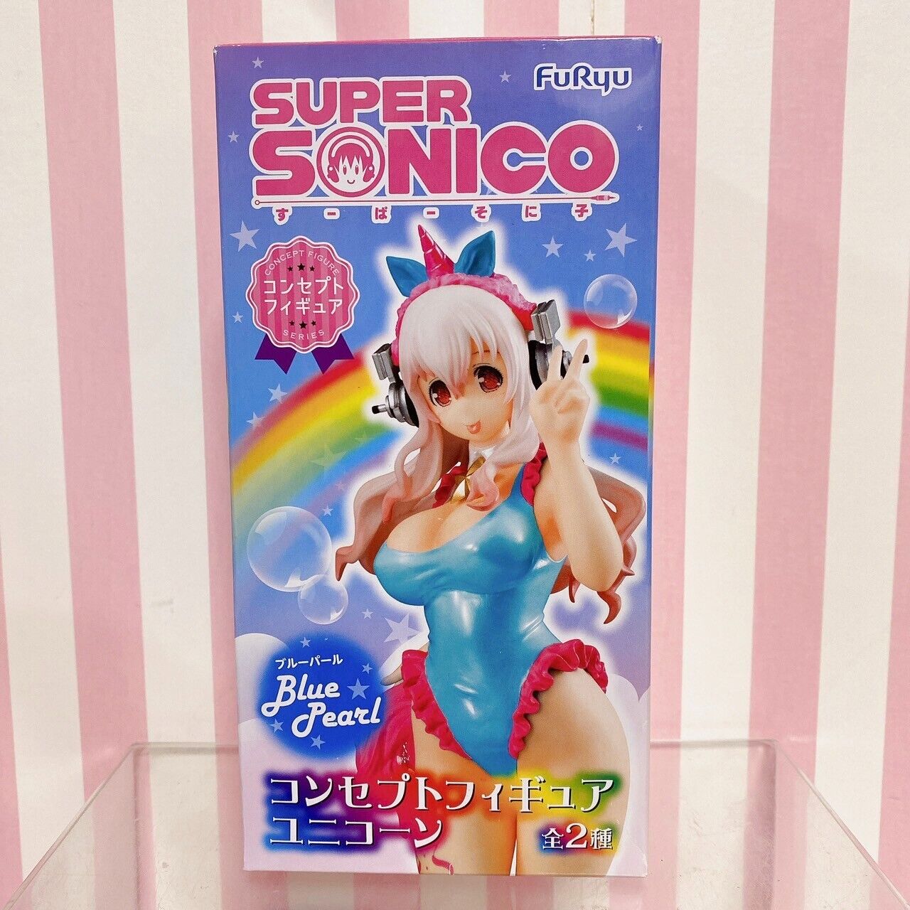 Super Sonico Concept Figure Unicorn Set 2 Rainbow Blue White Pearl Girl Kawaii