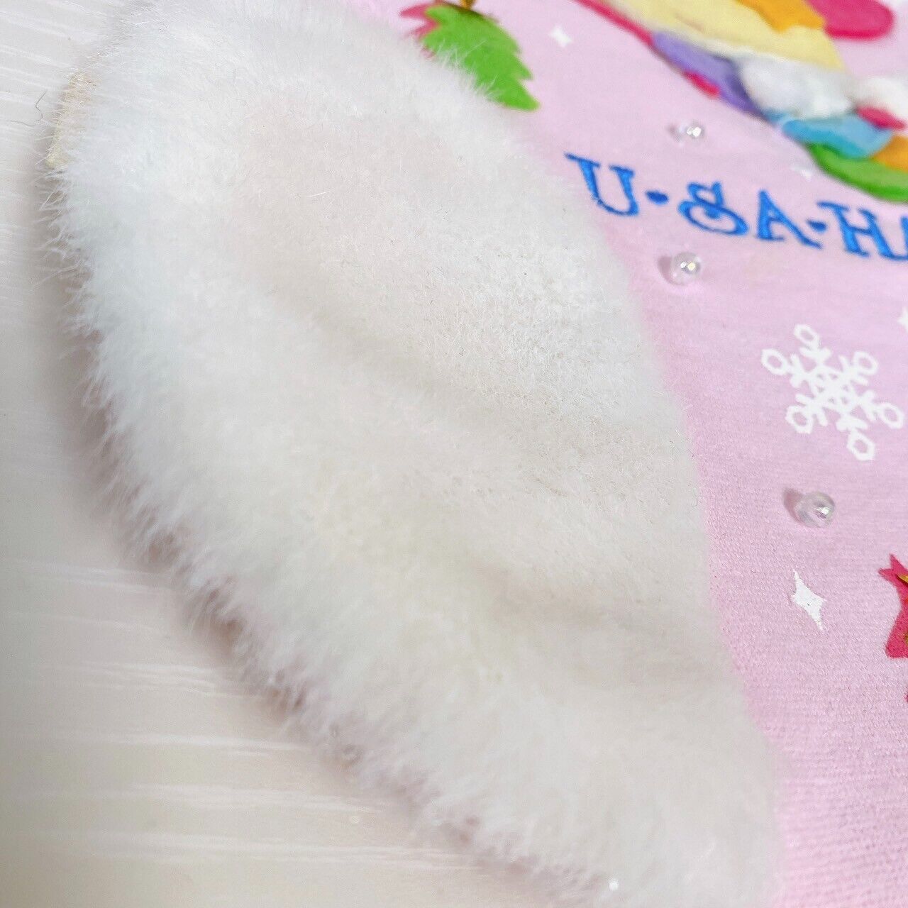 Sanrio Usahana Christmas Boots Socks Merry Xmas Pink Fluffy Rabbit Tree Angel