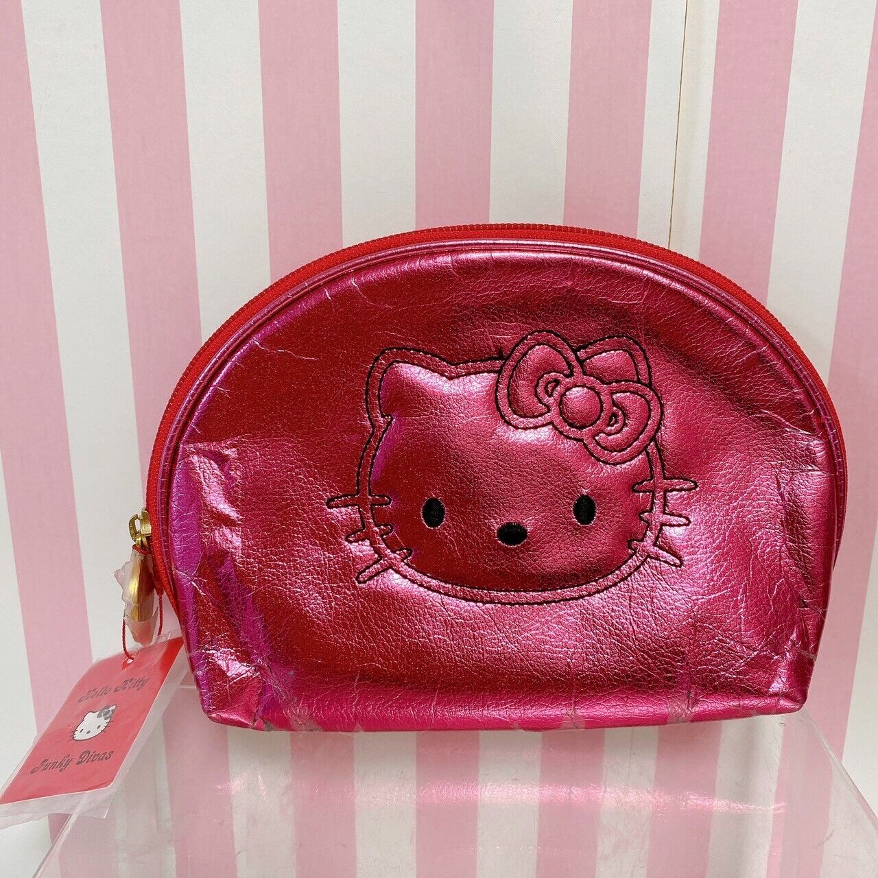 Sanrio Hello Kitty Funky Divas Collaboration Pouch Pink Face Tag Girl Kawaii