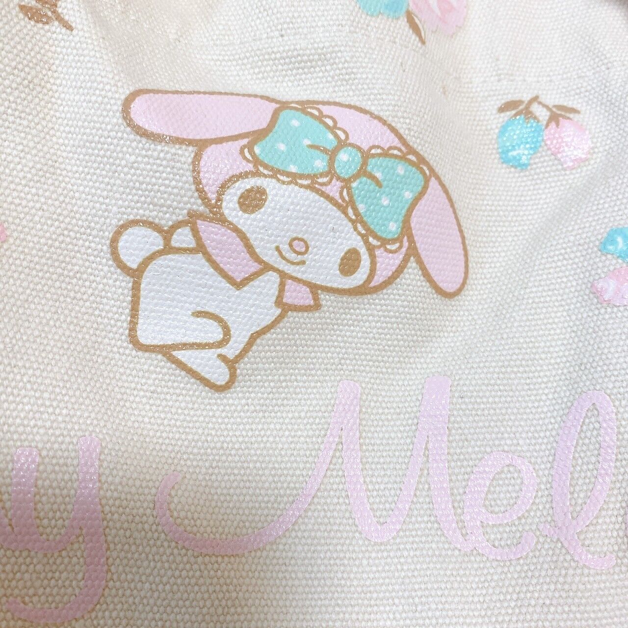 Sanrio My Melody Tote Bag Set 2 Strawberry Rose White Pink Rabbit Ribbon Kawaii