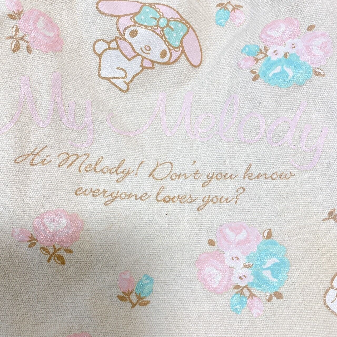 Sanrio My Melody Tote Bag Set 2 Strawberry Rose White Pink Rabbit Ribbon Kawaii