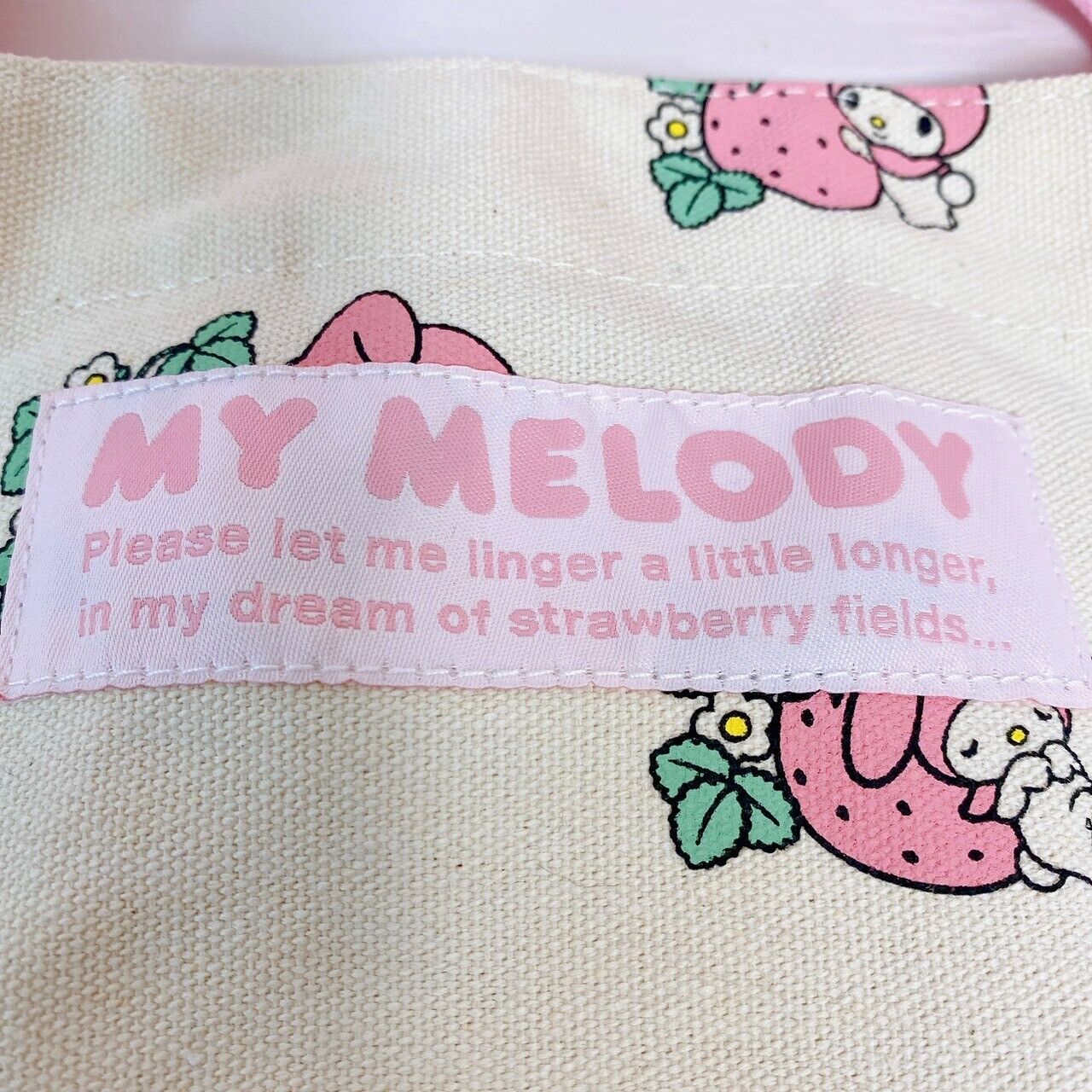 Sanrio My Melody Tote Bag Set 2 Strawberry Rose White Pink Rabbit Ribbon Kawaii