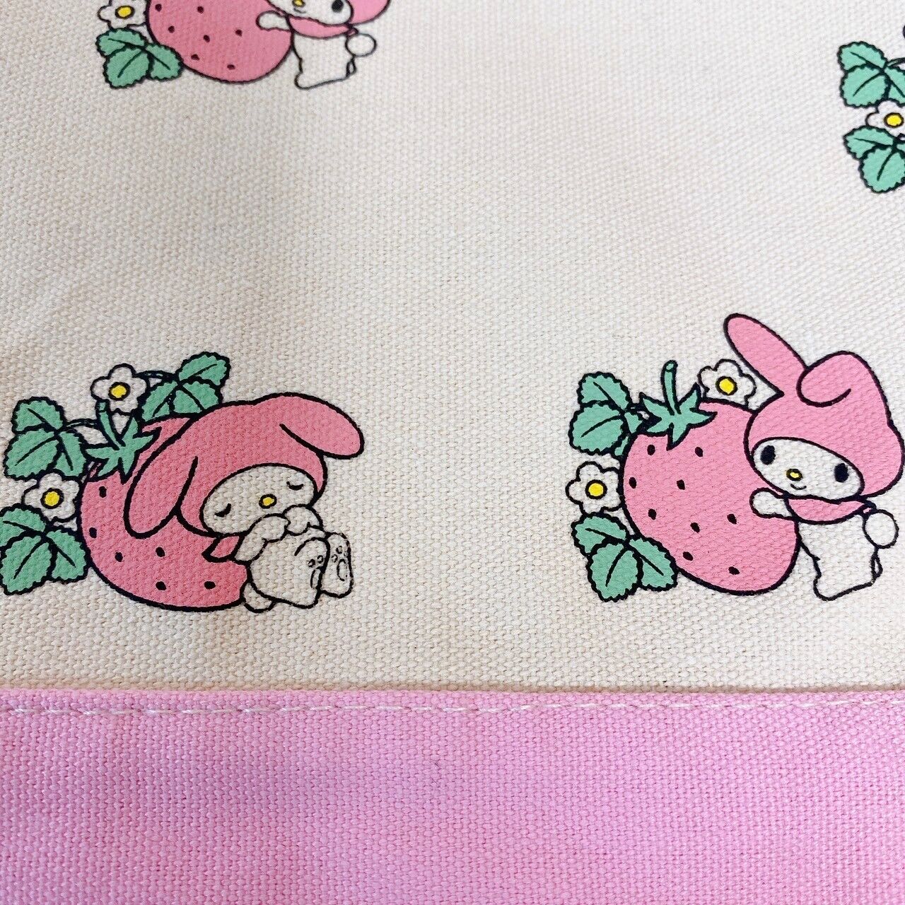 Sanrio My Melody Tote Bag Set 2 Strawberry Rose White Pink Rabbit Ribbon Kawaii