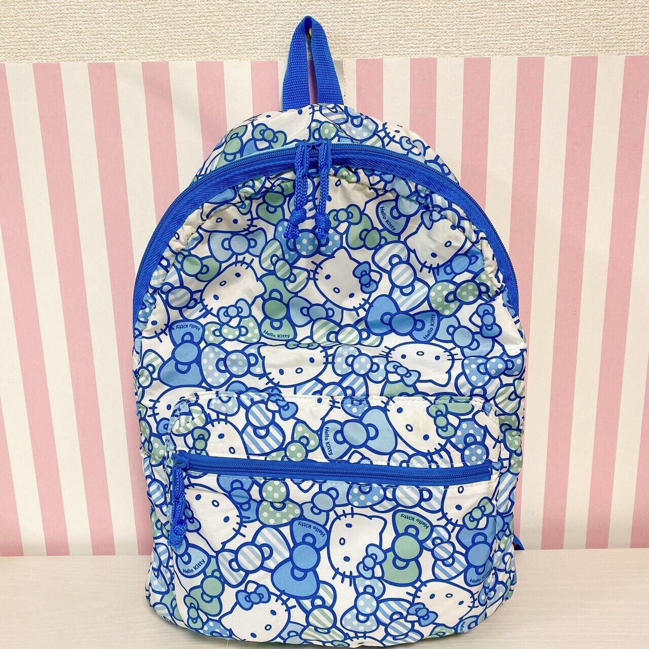 Sanrio Hello Kitty Backpack Rucksack School Bag Blue All-over Pattern Cat Kawaii