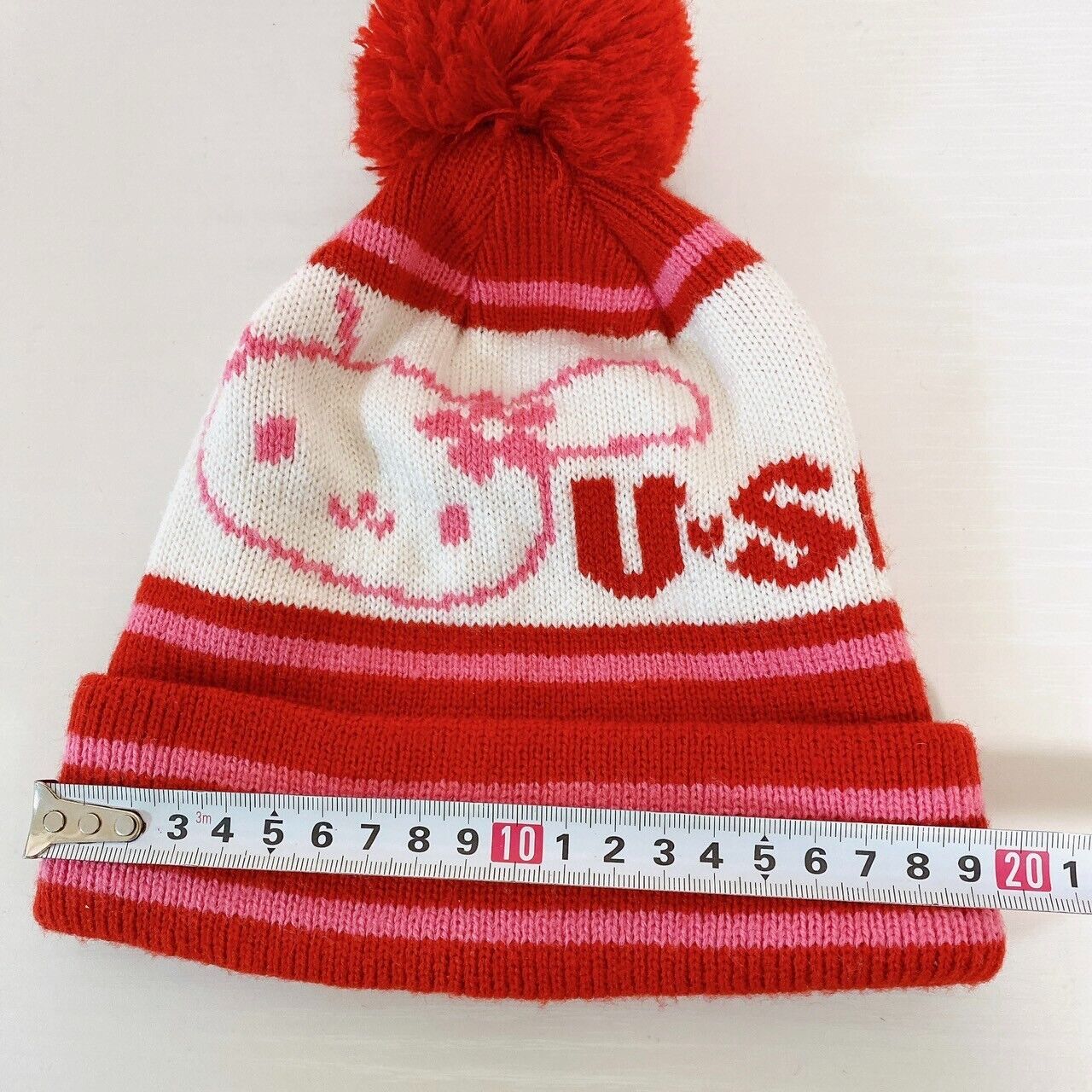 Sanrio Usahana Knit Hat Cap White Red Pink Rabbit Flower Fluffy Winter Kawaii