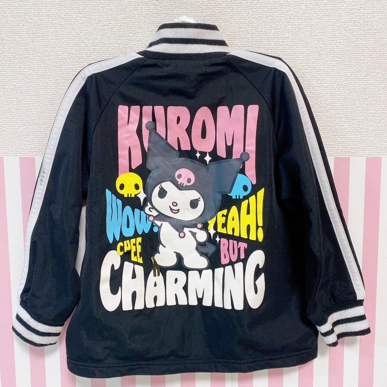 Sanrio My Melody Kuromi Jersey Tops Clothing Black Back Print Rabbit 110cm Rare