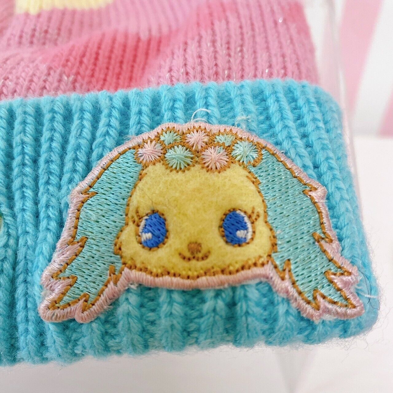 Sanrio Jewelpet Knit Set 3 Hat Cap Muffler Winter Scarf Gloves Pink Blue Heart