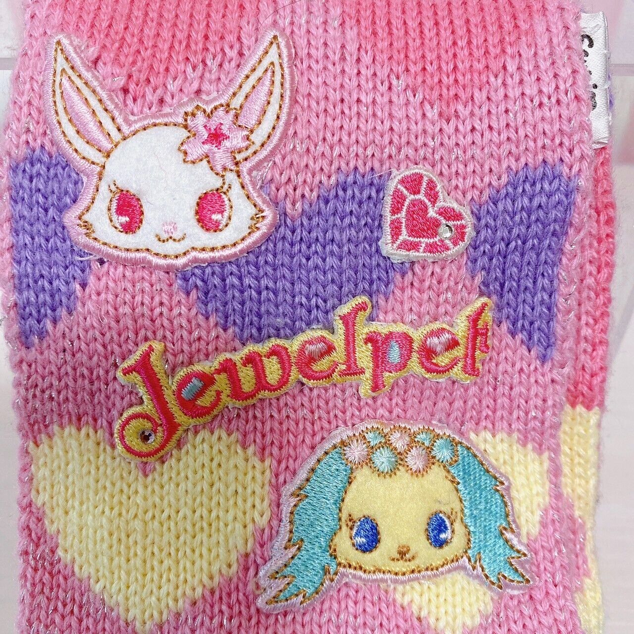 Sanrio Jewelpet Knit Set 3 Hat Cap Muffler Winter Scarf Gloves Pink Blue Heart