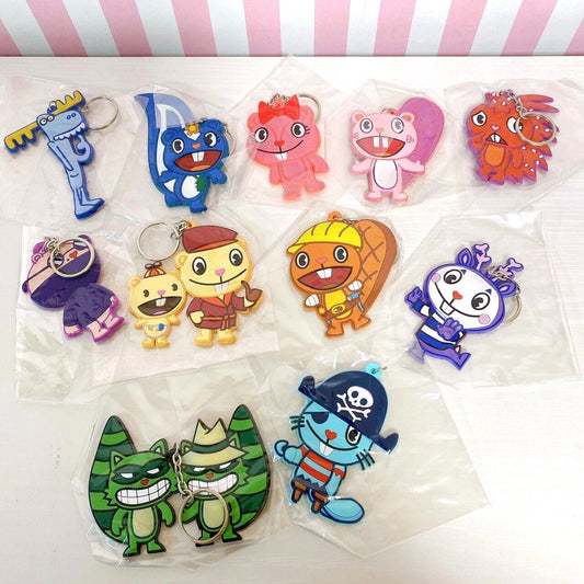 Happy Tree Friends HPF Characters Rubber Mascot Set Key Chain Giggles Petunia