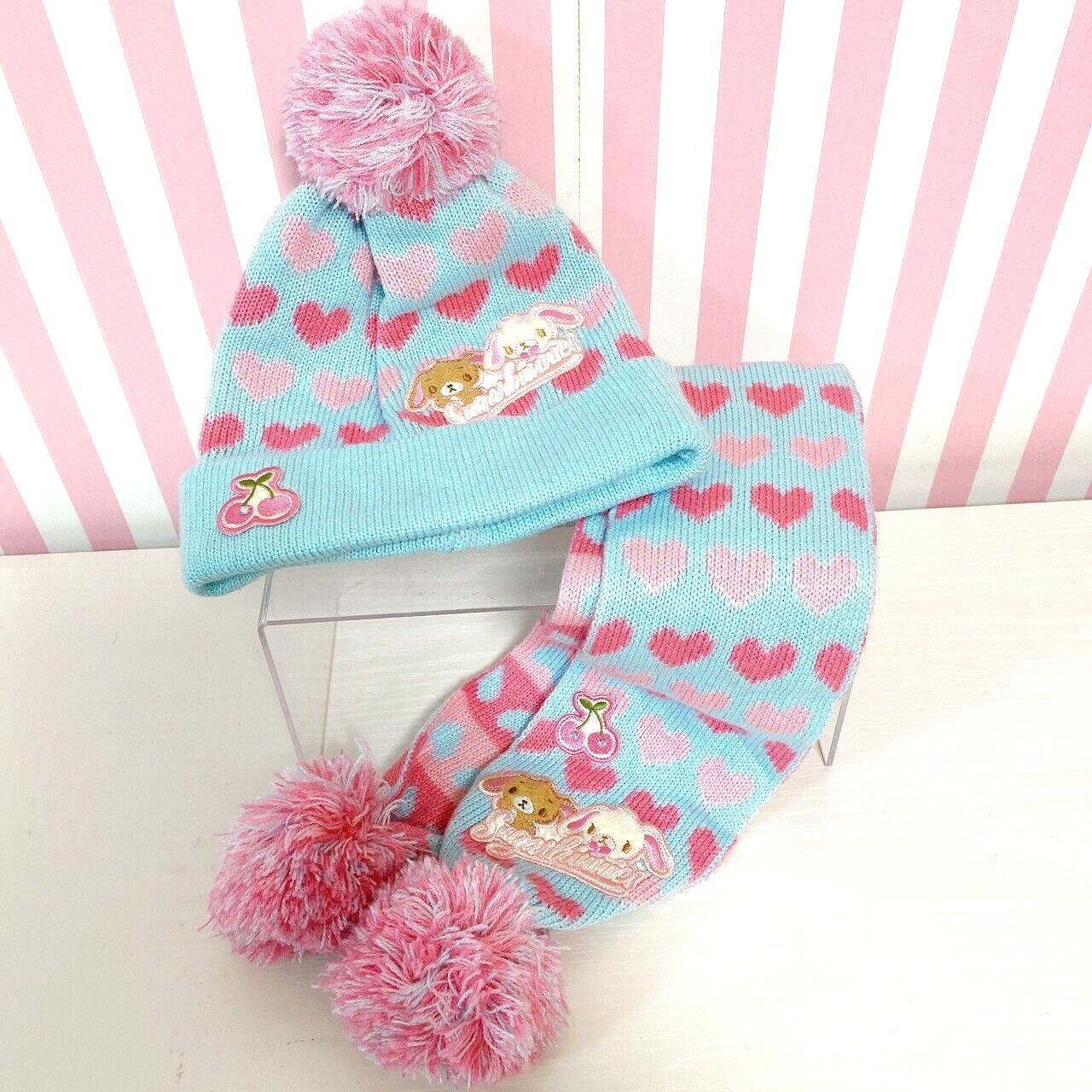 Sanrio Sugar Bunnies Muffler Winter Scarf Knit Hat Cap Set 2 Pink Blue Shirousa