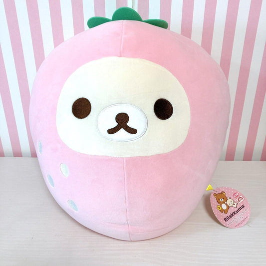 San-x Rilakkuma Korilakkuma Cushion Strawberry Fluffy Pink Costume Kawaii Rare