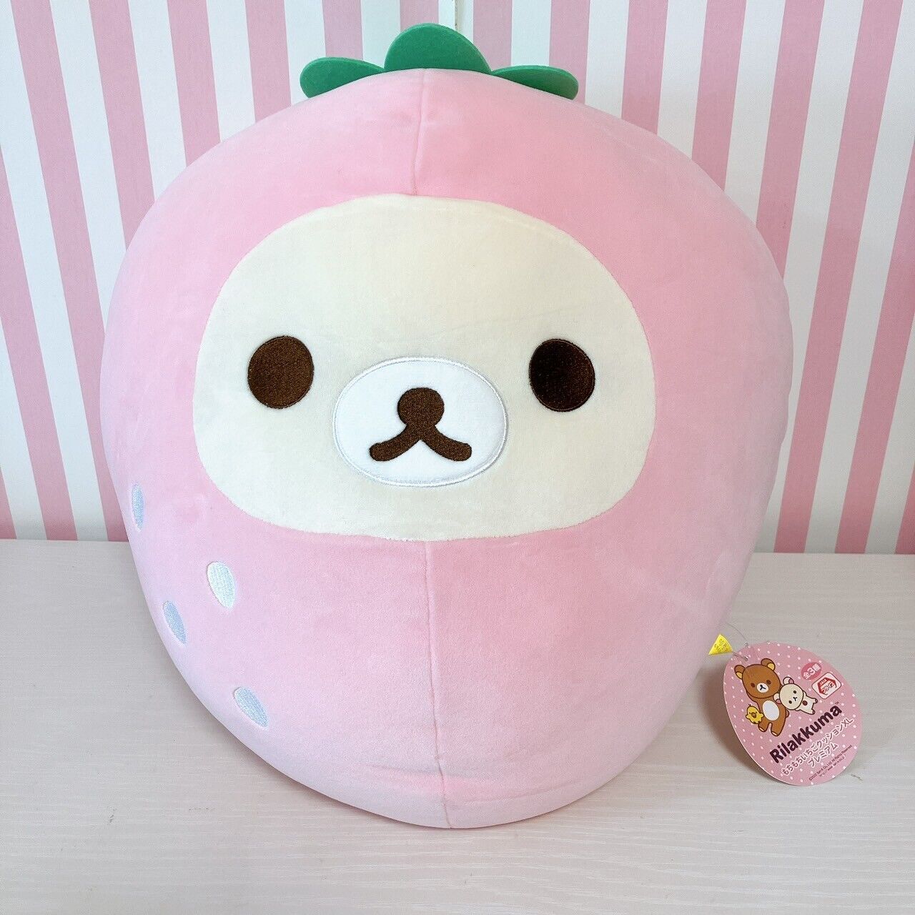 San-x Rilakkuma Korilakkuma Cushion Strawberry Fluffy Pink Costume Kawaii Rare