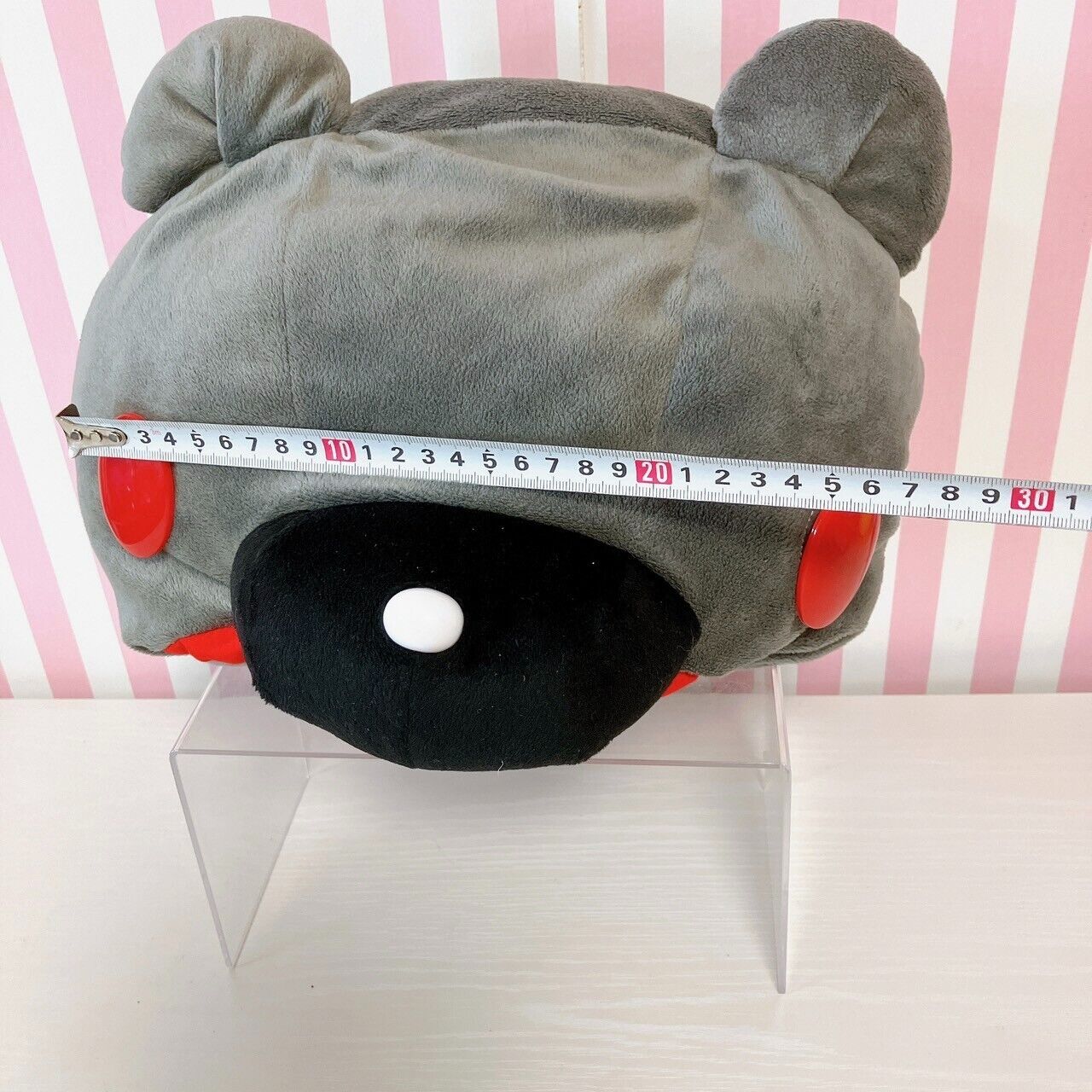 Taito Gloomy Bloody Bear Plush Cap Hat Gray Red Chax CGP Fluffy Soft Stuffed Toy