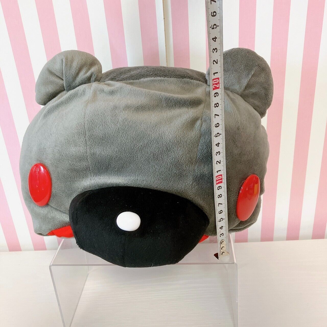 Taito Gloomy Bloody Bear Plush Cap Hat Gray Red Chax CGP Fluffy Soft Stuffed Toy