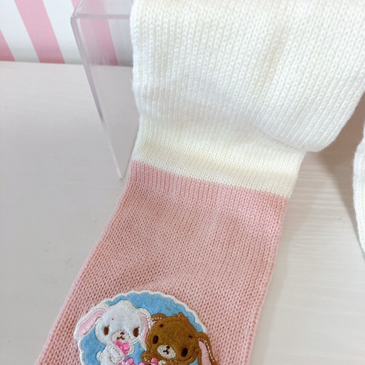 Sanrio Sugar Bunnies Muffler Winter Scarf Shirousa Kurousa Pink White Blue Rare