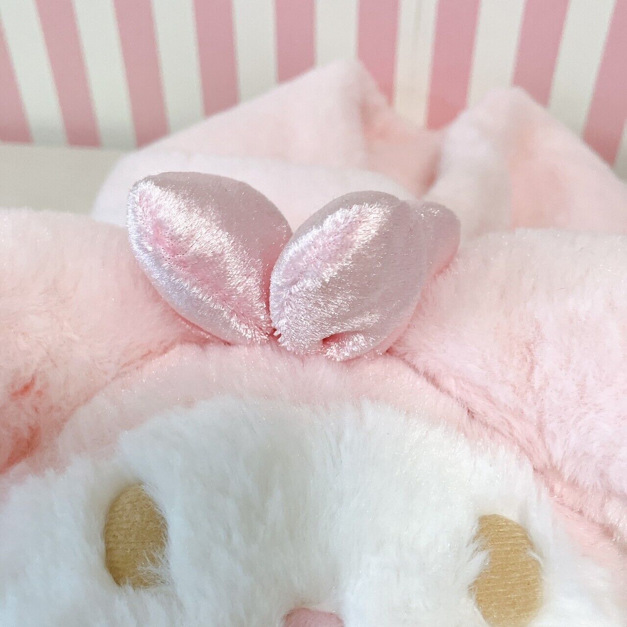 Sanrio My Melody Muffler Winter Scarf Plush Stuffed Toy Pink Ribbon White Fluffy