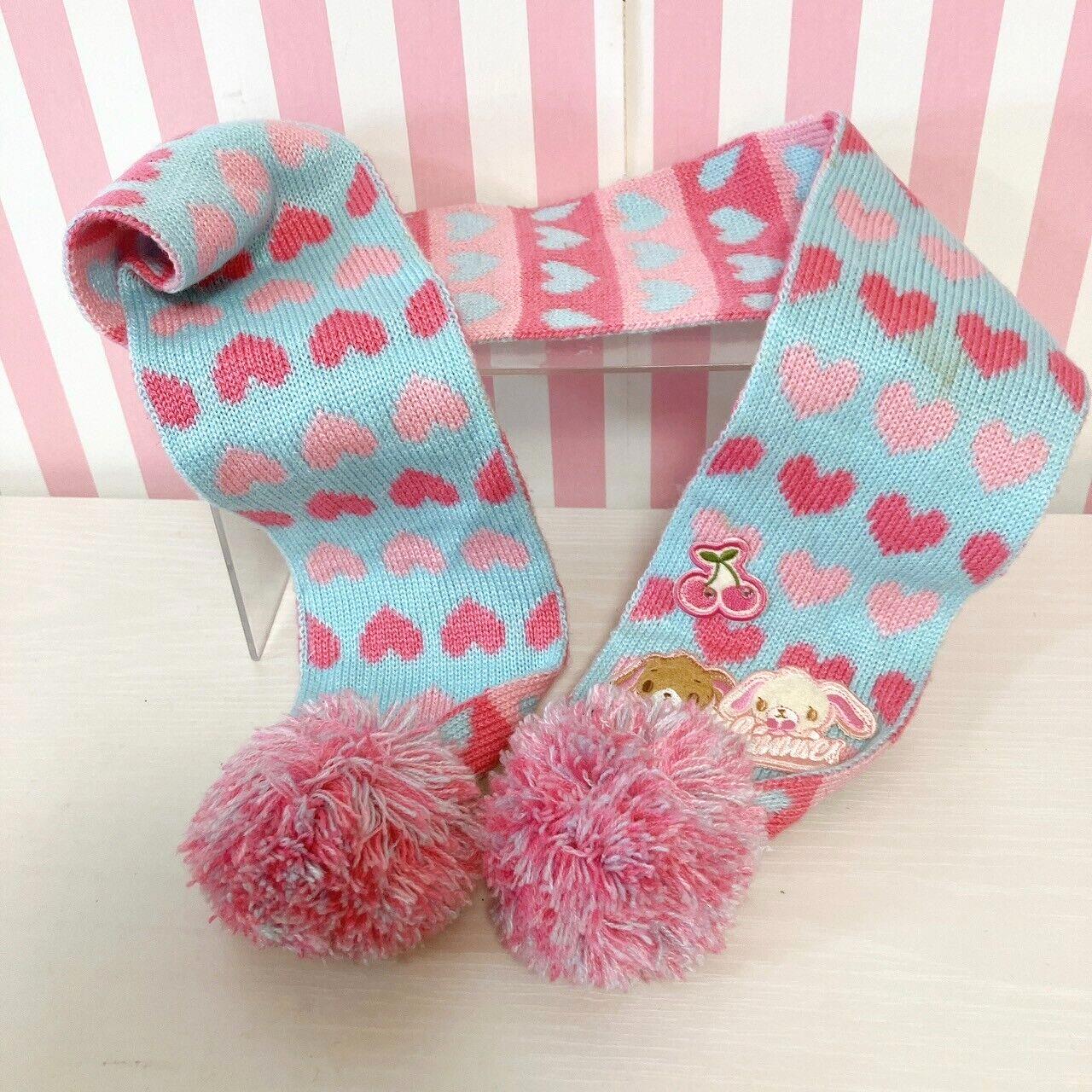 Sanrio Sugar Bunnies Muffler Winter Scarf Shirousa Kurousa Pink Blue Heart Rare