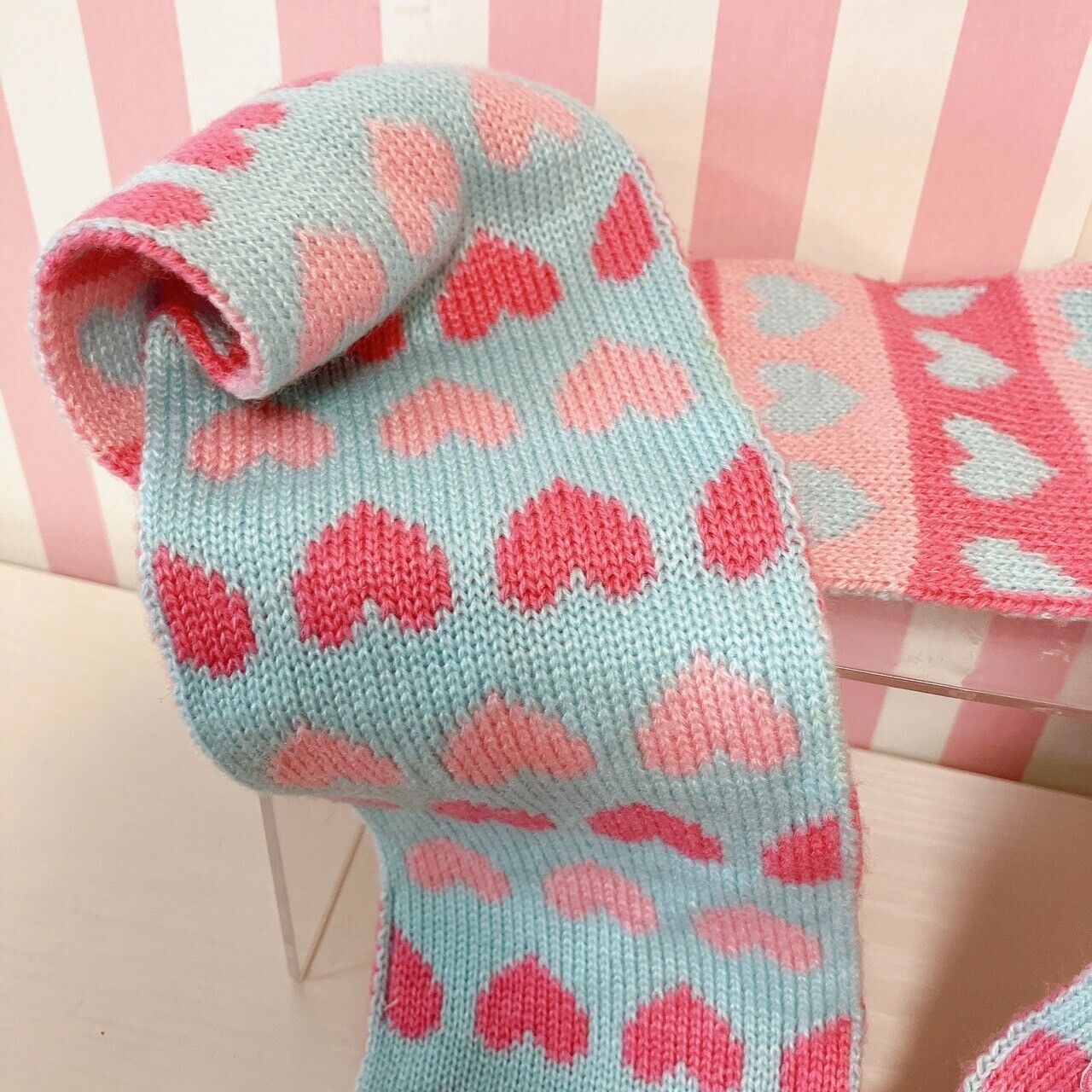 Sanrio Sugar Bunnies Muffler Winter Scarf Shirousa Kurousa Pink Blue Heart Rare