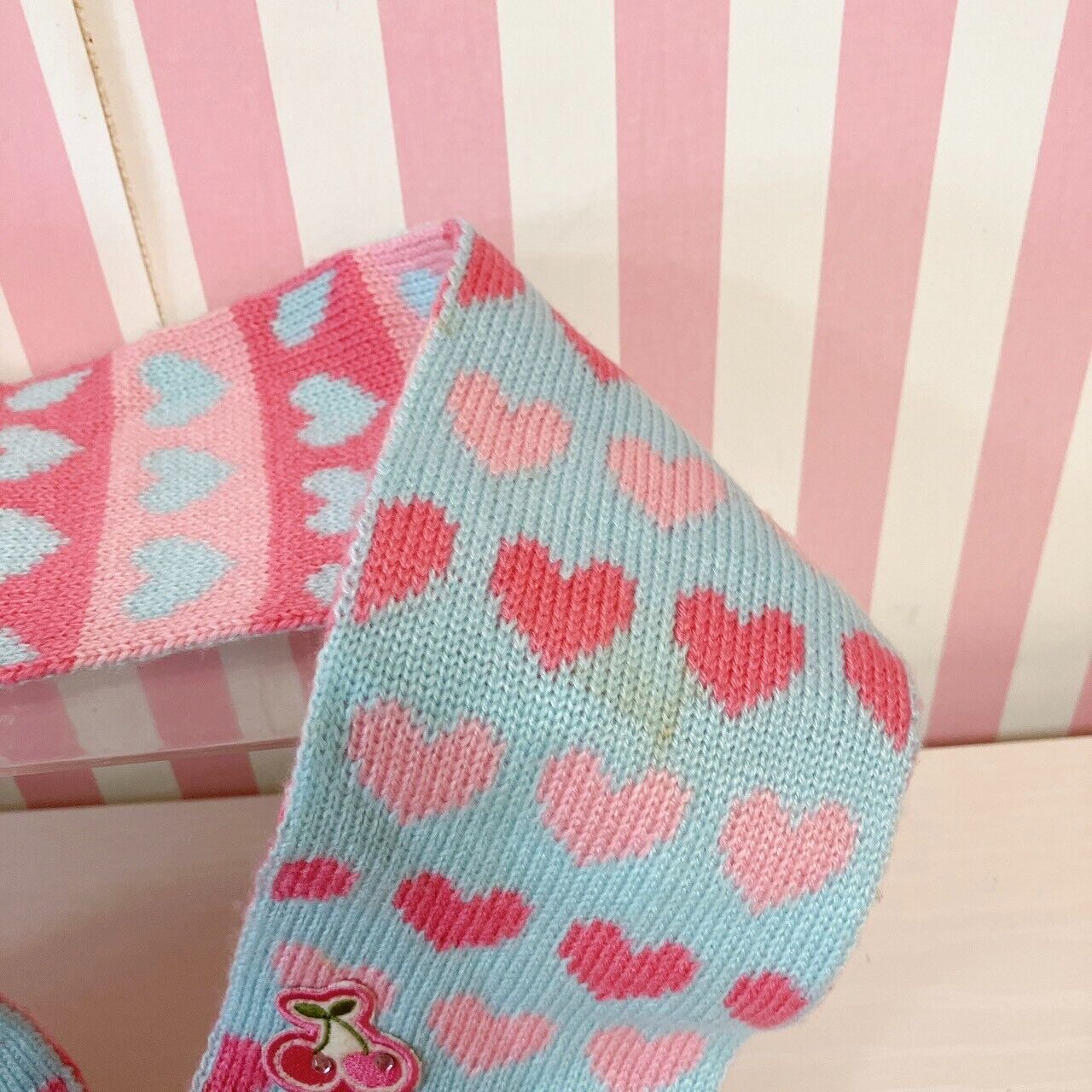 Sanrio Sugar Bunnies Muffler Winter Scarf Shirousa Kurousa Pink Blue Heart Rare