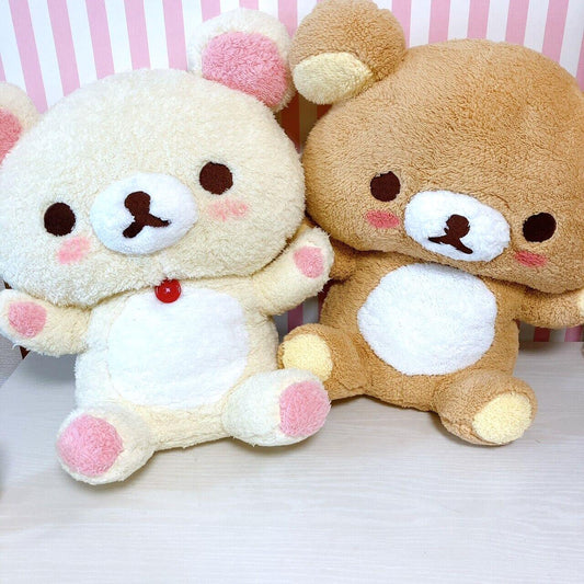 San-X Rilakkuma Korilakkuma Big Plush Set 2 Soft Toy Fluffy Cheeks White Brown