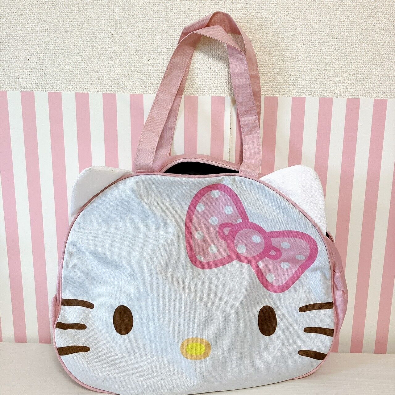 Sanrio Hello Kitty Tote Face Bag Extra Large Handbag Pink Kawaii Character Rare