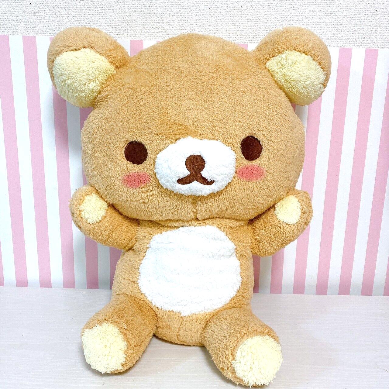 San-X Rilakkuma Plush Soft Stuffed Toy Brown Bear Fluffy Cheeks Kawaii XL Rare